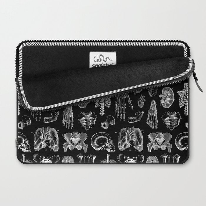 Human Anatomy Black & White Laptop Sleeve Gallery Image 2
