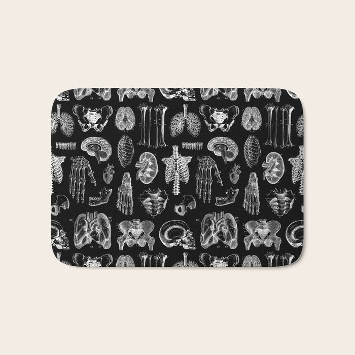 Human Anatomy Black & White Bath Mat Gallery Image 1