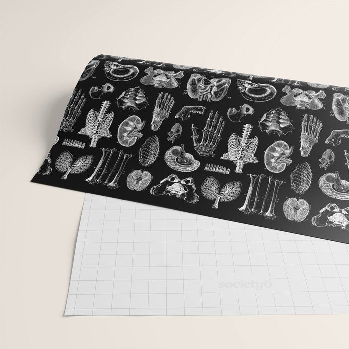 Human Anatomy Black & White Wrapping Paper Gallery Image 2