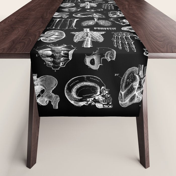 Human Anatomy Black & White Table Runner Gallery Image 1
