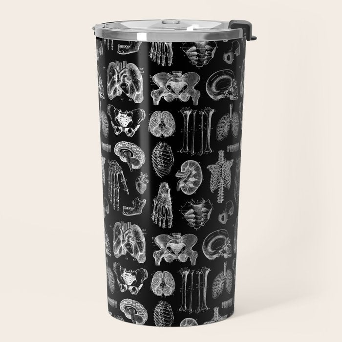 Human Anatomy Black & White Travel Mug Gallery Image 2