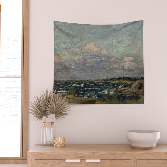 Tom Thomson Windy Day- Rough Weather in the Islands 1914. Canadian Landscape Artist Wall Tapestry Gallery Image 2
