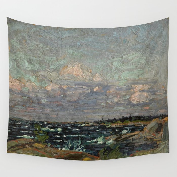 Tom Thomson Windy Day- Rough Weather in the Islands 1914. Canadian Landscape Artist Wall Tapestry Gallery Image 1