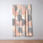 Floral Blooms, Peach and Gray Window Curtain Gallery Image 3