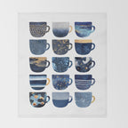 Pretty Blue Coffee Cups Throw Blanket Gallery Image 2