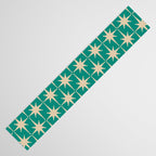 Atomic Age 1950s Retro Starburst Pattern in Mid-Century Modern Beige and Turquoise Teal   Table Runner Gallery Image 3