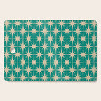 Atomic Age 1950s Retro Starburst Pattern in Mid-Century Modern Beige and Turquoise Teal   Cutting Board Gallery Image 1