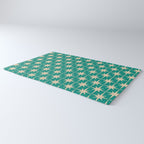 Atomic Age 1950s Retro Starburst Pattern in Mid-Century Modern Beige and Turquoise Teal   Rug Gallery Image 3