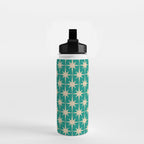Atomic Age 1950s Retro Starburst Pattern in Mid-Century Modern Beige and Turquoise Teal   Water Bottle Gallery Image 2