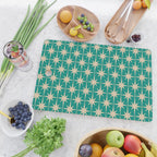 Atomic Age 1950s Retro Starburst Pattern in Mid-Century Modern Beige and Turquoise Teal   Cutting Board Gallery Image 2