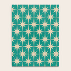 Atomic Age 1950s Retro Starburst Pattern in Mid-Century Modern Beige and Turquoise Teal   Notebook Gallery Image 4
