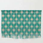 Atomic Age 1950s Retro Starburst Pattern in Mid-Century Modern Beige and Turquoise Teal   Wall Hanging Gallery Image 1