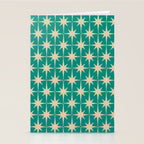 Atomic Age 1950s Retro Starburst Pattern in Mid-Century Modern Beige and Turquoise Teal   Stationery Card Gallery Image 2