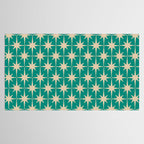 Atomic Age 1950s Retro Starburst Pattern in Mid-Century Modern Beige and Turquoise Teal   Tablecloth Gallery Image 2