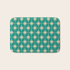 Atomic Age 1950s Retro Starburst Pattern in Mid-Century Modern Beige and Turquoise Teal   Bath Mat Gallery Image 1