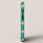 Atomic Age 1950s Retro Starburst Pattern in Mid-Century Modern Beige and Turquoise Teal   iPhone Case Gallery Image 2