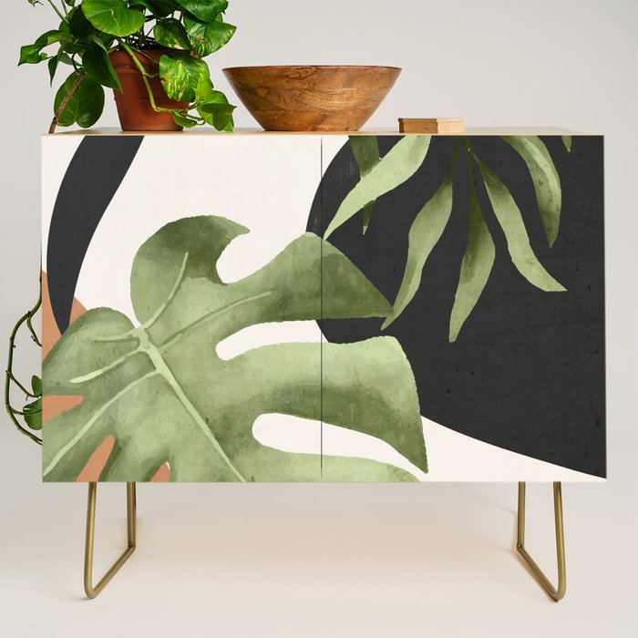 Abstract Art Tropical Leaves 23 Credenza Gallery Image 1