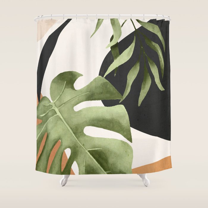 Abstract Art Tropical Leaves 23 Shower Curtain Gallery Image 1