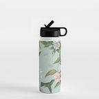 Vintage Hummingbirds and Passiflora Paradise Garden in Teal and Pink Water Bottle Gallery Image 1