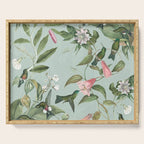 Vintage Hummingbirds and Passiflora Paradise Garden in Teal and Pink Serving Tray Gallery Image 1