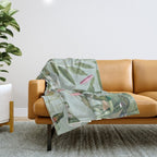 Vintage Hummingbirds and Passiflora Paradise Garden in Teal and Pink Throw Blanket Gallery Image 1
