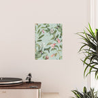 Vintage Hummingbirds and Passiflora Paradise Garden in Teal and Pink Poster Gallery Image 2
