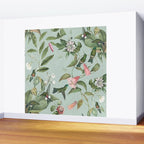 Vintage Hummingbirds and Passiflora Paradise Garden in Teal and Pink Wall Mural Gallery Image 2