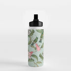 Vintage Hummingbirds and Passiflora Paradise Garden in Teal and Pink Water Bottle Gallery Image 2