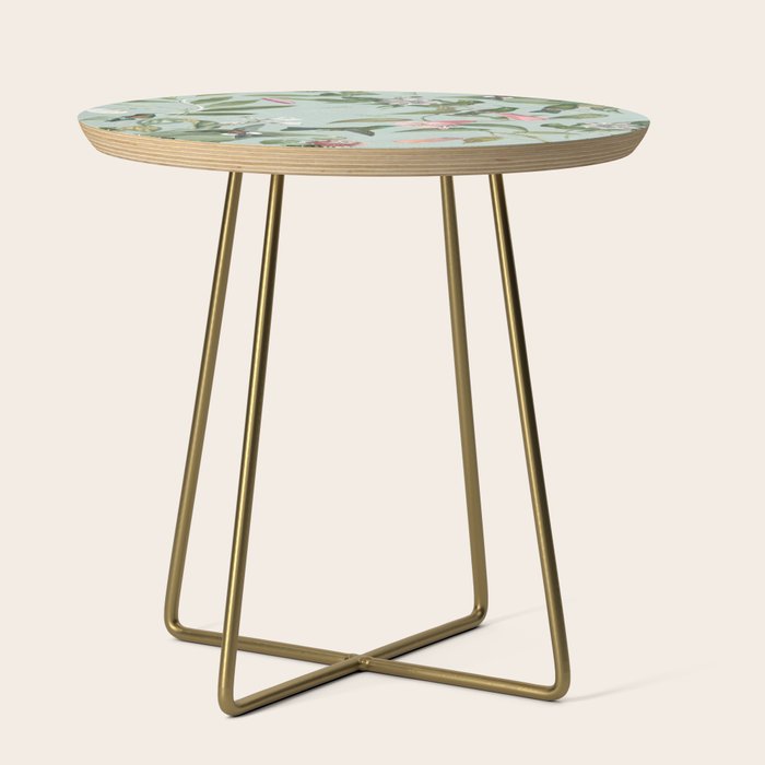 Vintage Hummingbirds and Passiflora Paradise Garden in Teal and Pink Side Table Gallery Image 1