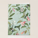 Vintage Hummingbirds and Passiflora Paradise Garden in Teal and Pink Stationery Card Gallery Image 2