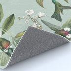 Vintage Hummingbirds and Passiflora Paradise Garden in Teal and Pink Rug Gallery Image 4