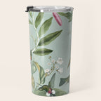 Vintage Hummingbirds and Passiflora Paradise Garden in Teal and Pink Travel Mug Gallery Image 3