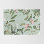 Vintage Hummingbirds and Passiflora Paradise Garden in Teal and Pink Rug Gallery Image 2