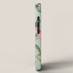 Vintage Hummingbirds and Passiflora Paradise Garden in Teal and Pink iPhone Case Gallery Image 2