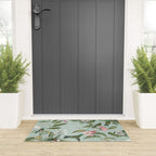 Vintage Hummingbirds and Passiflora Paradise Garden in Teal and Pink Welcome Mat Gallery Image 3