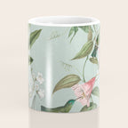 Vintage Hummingbirds and Passiflora Paradise Garden in Teal and Pink Coffee Mug Gallery Image 4