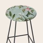 Vintage Hummingbirds and Passiflora Paradise Garden in Teal and Pink Stool Gallery Image 2