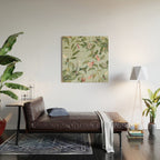 Vintage Hummingbirds and Passiflora Paradise Garden in Teal and Pink Wood Wall Art Gallery Image 2