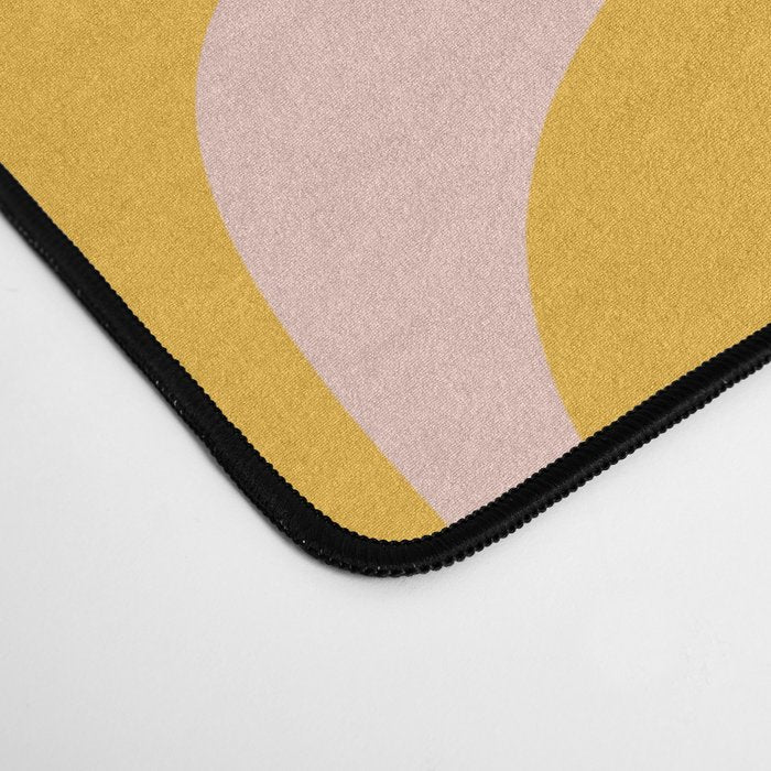 Liquid Swirl Retro Abstract Pattern in Mustard Orange and Light Blush Pink Desk Mat Gallery Image 4