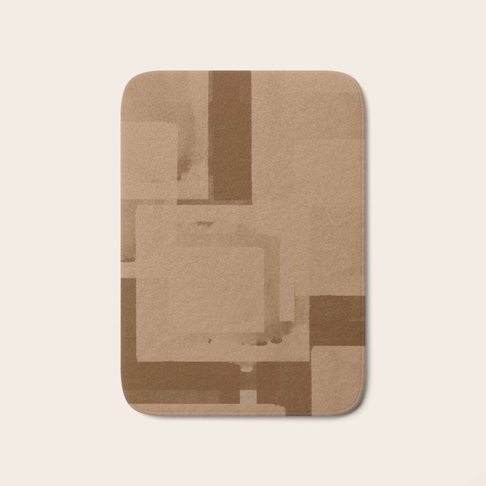 Brown Paper Cut, Japandi style Bath Mat Gallery Image 1