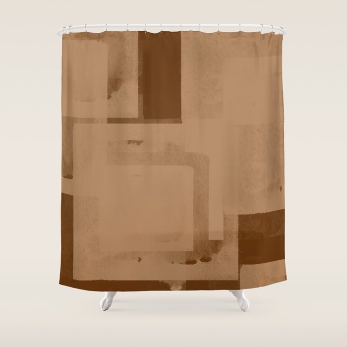 Brown Paper Cut, Japandi style Shower Curtain Gallery Image 1