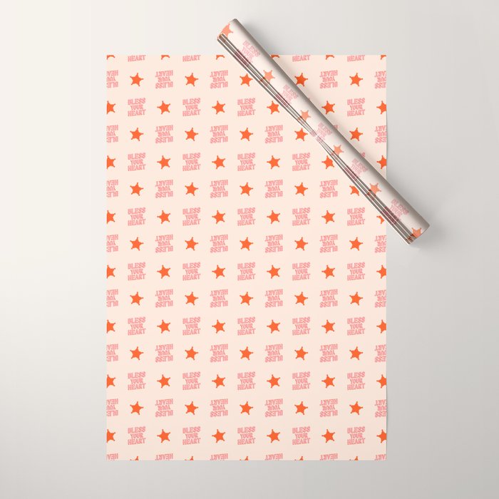 Southern Snark: Bless your heart (bright pink and orange) Wrapping Paper Gallery Image 1