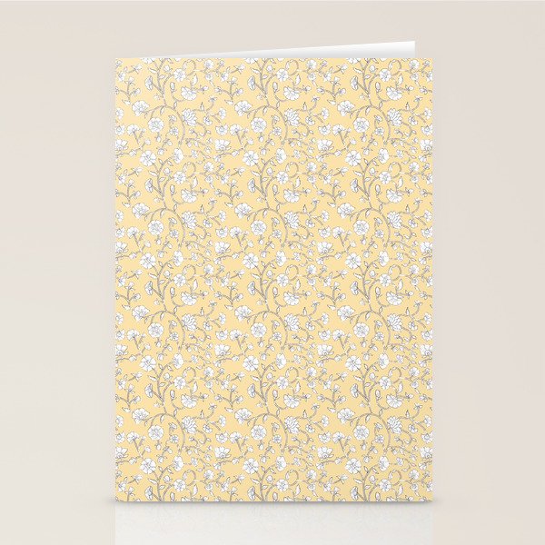 Small Block Print Floral - Butter Stationery Card