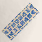 Vintage blue flower postage stamp pattern Yoga Mat Gallery Image 1