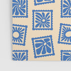 Vintage blue flower postage stamp pattern Poster Gallery Image 3