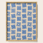 Vintage blue flower postage stamp pattern Serving Tray Gallery Image 1