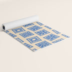 Vintage blue flower postage stamp pattern Yoga Mat Gallery Image 2