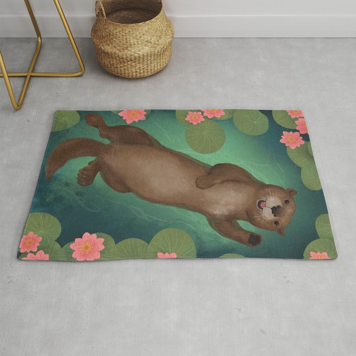 swimming otter Rug Gallery Image 1