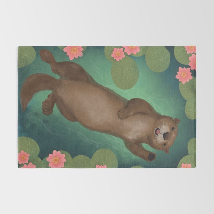 swimming otter Rug Gallery Image 2