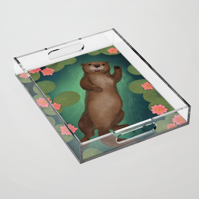 swimming otter Acrylic Tray Gallery Image 1